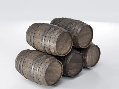 Wooden barrel Low-poly 3D model order