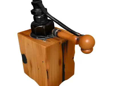 Vintage Wooden Coffee Grinder Low-poly 3D model