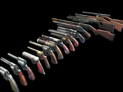West Gun Pack Weapons Low-poly 3D model
