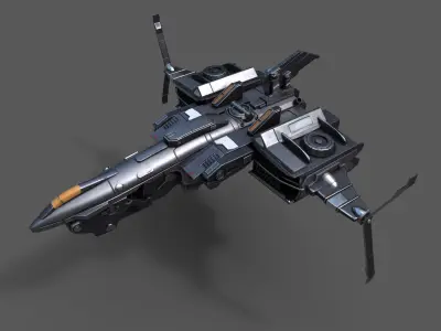 Scifi space ship Starship 3D model Low-poly 3D model