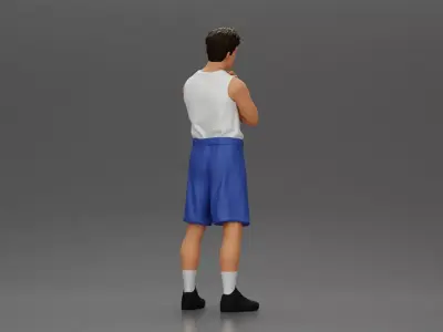 man stands in athletic gear pondering ideas with steady focus 3D print model