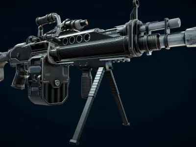Futuristic Machine Gun Low-poly 3D model