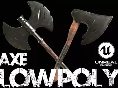 War axe pack Low-poly 3D model