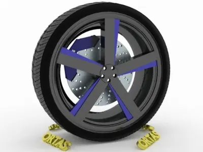 ORTAS CAR WHEEL RIM 115 GAME READY WHEEL RIM TIRE 3D model