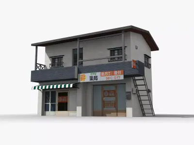 Japanese House x21 Low-poly 3D model