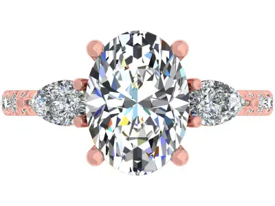 3carat Oval And Pear Stone Engagement Ring 3D print model