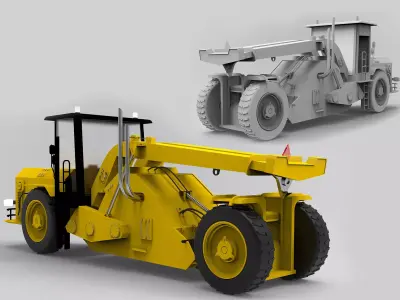 Crane two bulldozers 3D model