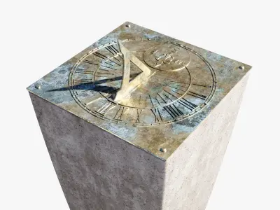 Brass Sundial And Concrete Plinth 3D model