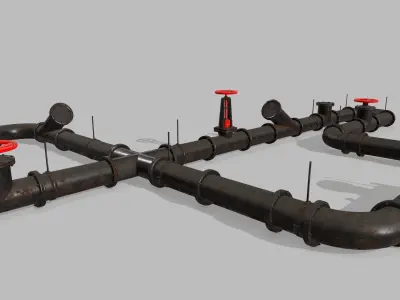 pipe set valve Low-poly 3D model get