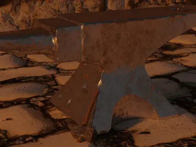 Anvil and Hammer Free low-poly 3D model