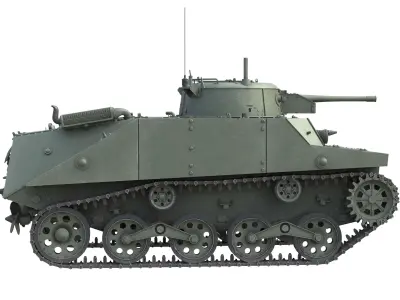 Type 2 Ka Mi Tank Low-poly 3D model
