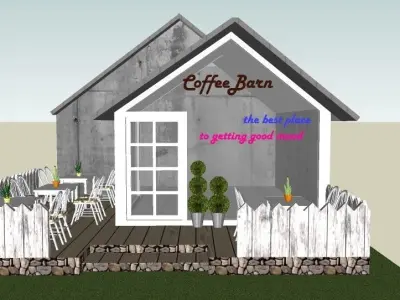 coffee barn with industrial concept 3D print model