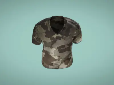 Military Outfit - T-shirt Low-poly 3D model 22