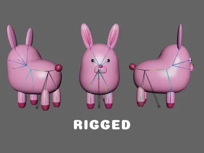 Low-Poly Rabbit Animated - Fun World Animal Low-poly 3D model