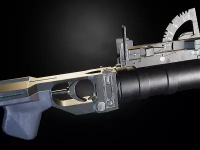 AAA GP-34 Under barrel Grenade Launcher Game Ready PBR Low-poly 3D model