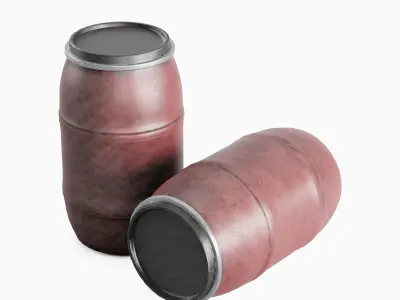 Dirty Plastic Barrel 02 Low-poly 3D model