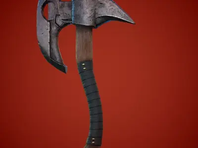 Stylised Medieval Wooden Axe Low-poly 3D model