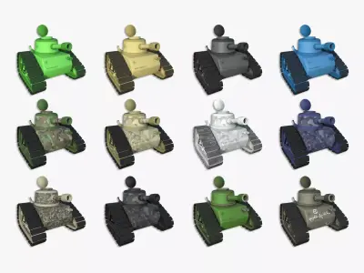 12 War Tanks Cartoon A Collection - Military Vehicle 3D Model Pack