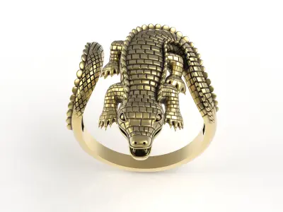 Antique Crocodile Ring 3D print model