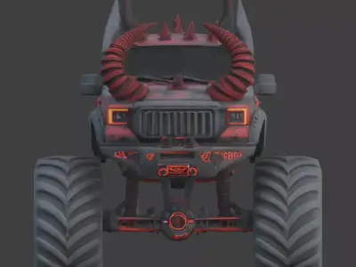 Demonic Off-Road Monster Truck 3D Model Low-poly 3D model
