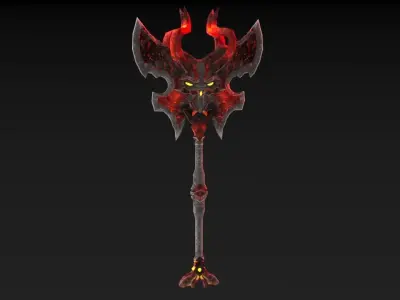 Viking Axe Skull 002 Low-poly 3D model