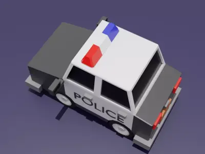 Low Poly Police Car 3D Model Stylized Game Ready Asset Low-poly 3D model