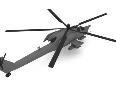 Military Russian Helicopter  Low-poly 3D model