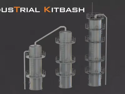 Industrial Kitbash-V5-Refinery Collection 3D model
