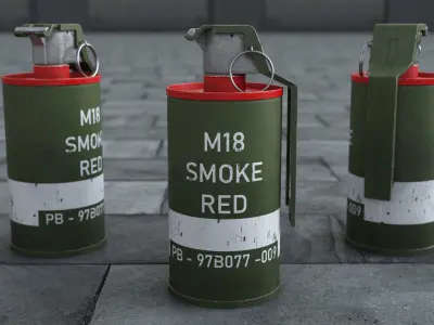 Hand Grenade v6 smoke Low-poly 3D model