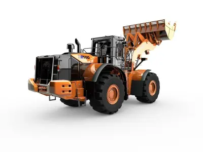 Rigged Hitachi Construction Machinery ZW550 Wheel Loader 3D model