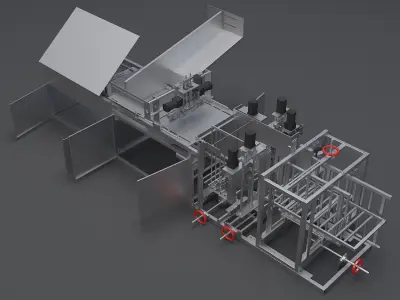 Bottle shaped non-standard automated assembly production line 3D model