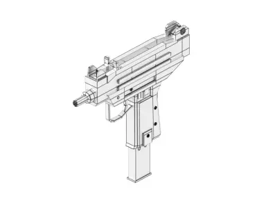 Lowpoly Micro Uzi Low-poly 3D model