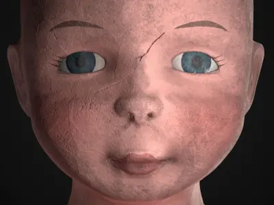 old creepy doll 3 LODs Low-poly 3D model