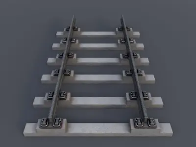 Rail Way Set Low-poly 3D model