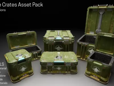 Military Storage Crates Asset Pack Low-poly 3D model