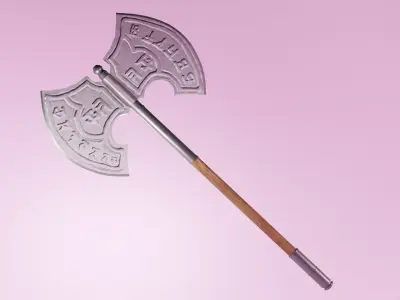 Poleaxe with slavic runes Low-poly 3D model