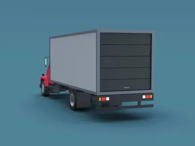  Cartoon Stylized Transporter Truck 80s Low-poly 3D model