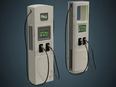 Electric Car Charger 1B Low-poly 3D model
