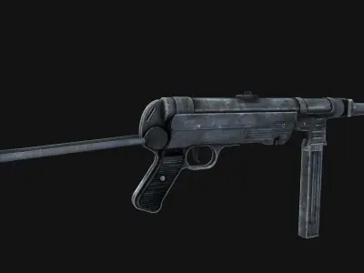 Submachine gun MP40 Low-poly 3D model