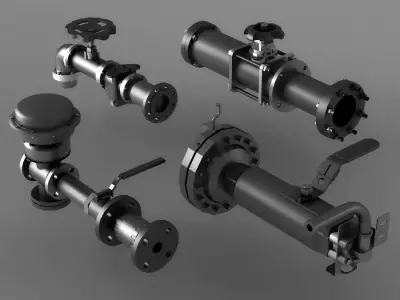 pipe pipes industrial low poly pipeline valve game 3D model Polygon mesh