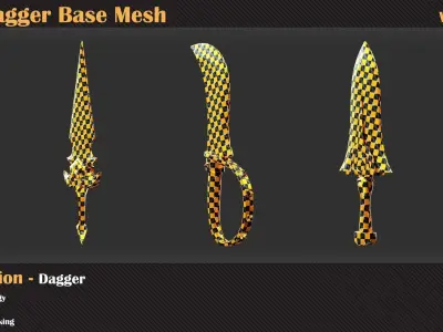 50 Dagger Base Mesh - VOL 06 - Game Ready Low-poly 3D model