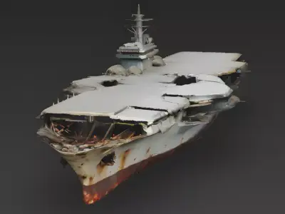 Damaged Aircraft Carrier Hull 3D Model 3D Model Low-poly 3D model