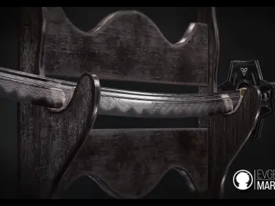 Katana - Game-Ready Model two samurai swords Low-poly 3D model