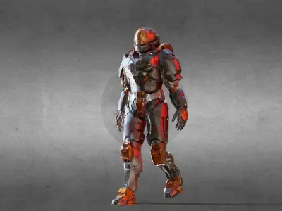 Armored Character game ready Low-poly 3D model buy