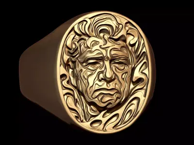 Memorial Portrait Signet Ring 3D print model