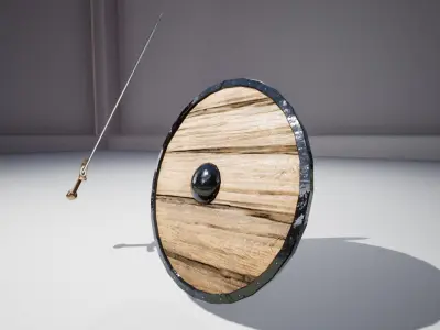 Medieval Sword and Shield Low-poly 3D model
