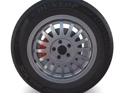 Generic Alloy Wheel and Brake 3D model