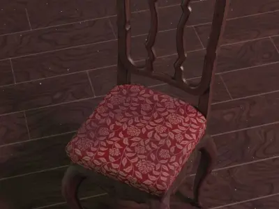 Vintage Wooden Chair Low-poly 3D model