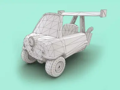 the triple car Low-poly 3D model