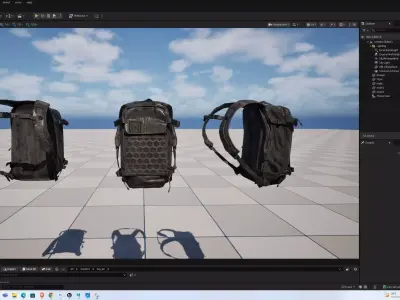 Modern Tactical Backpack with Hexgrid Panel Low-poly 3D model